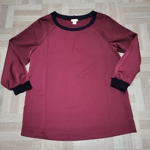 .J Crew burgundy & navy long sleeve top. XXS